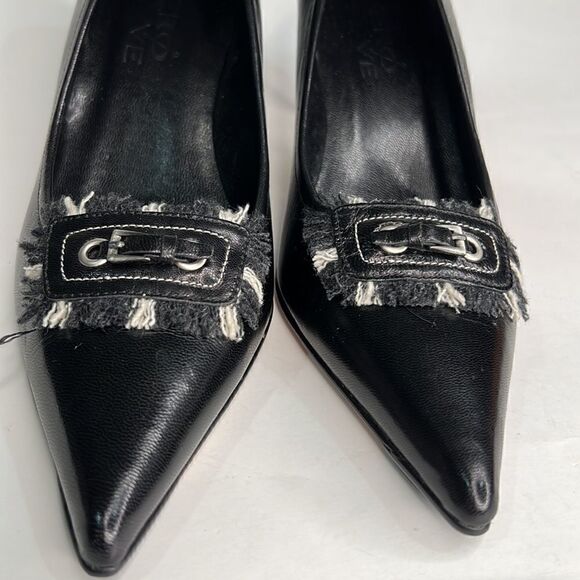 Vero VE Black Leather Pumps with fringe buckle - Picture 5 of 13
